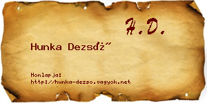 Hunka Dezső névjegykártya